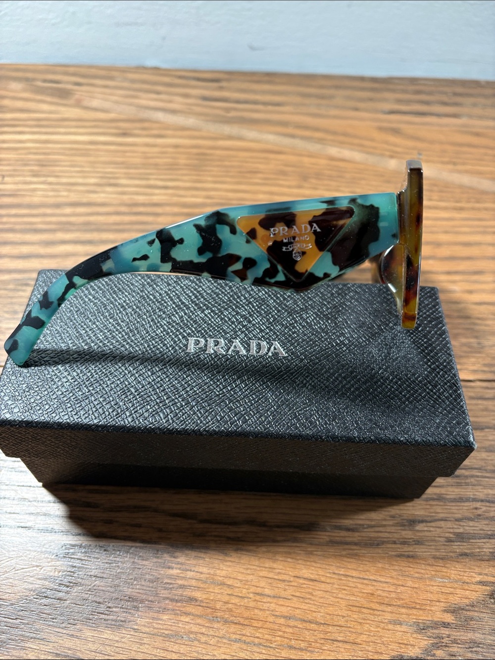 PRADA Turquoise and Brown Tortoiseshell Acetate Sunglasses
